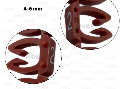 Klemsan Cable Markers Number KE3 ( 4-6mm ) Red ( 2 ) | KL 519002 | حلقة ترقيم كابلات احمر رقم