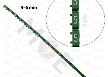 Klemsan Cable Markers Number KE3 ( 4-6mm ) Green ( 5 ) | KL 519005 | حلقة ترقيم كابلات اخضر رقم