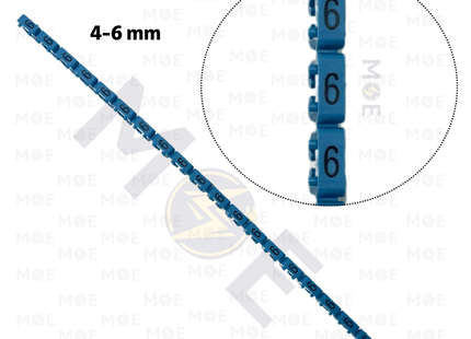 Klemsan Cable Markers Number KE3 ( 4-6mm ) Blue ( 6 ) | KL 519006 | حلقة ترقيم كابلات ازرق رقم