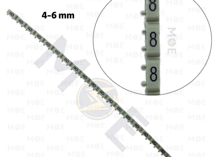 Klemsan Cable Markers Number KE3 ( 4-6mm ) Gray ( 8 ) | KL 519008 | حلقة ترقيم كابلات رمادي رقم