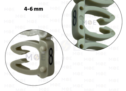 Klemsan Cable Markers Number KE3 ( 4-6mm ) Gray ( 8 ) | KL 519008 | حلقة ترقيم كابلات رمادي رقم