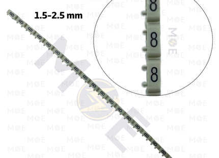 Klemsan Cable Markers Number KE2 ( 1.5-2.5mm ) Gray ( 8 ) | KL 518008 | حلقة ترقيم كابلات رمادي رقم