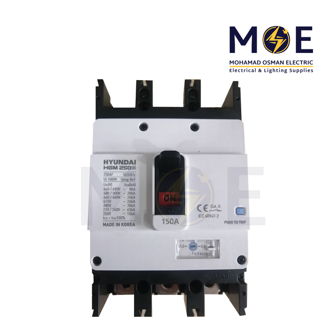 Hyundai MCB HGM250S Adjustable 26KA 3P 150A | دجنتور صناعي عياري