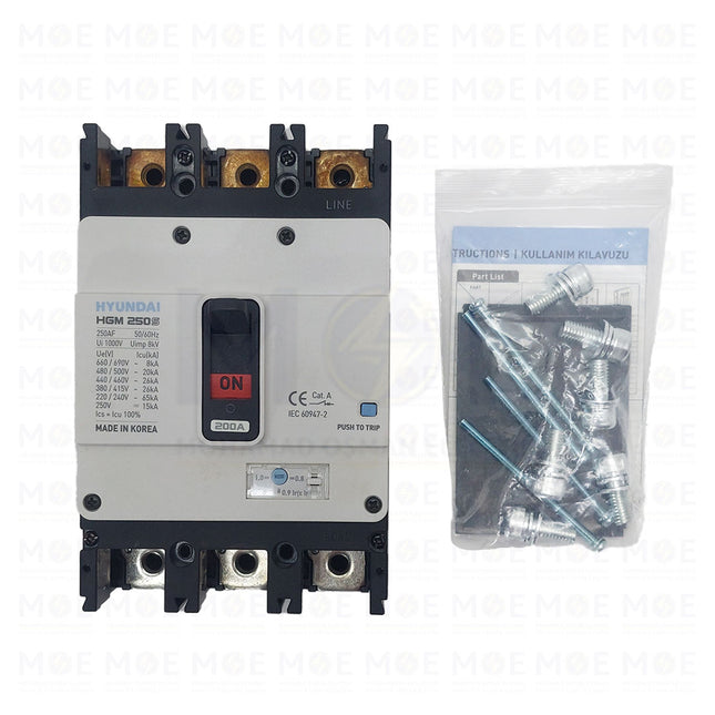 Hyundai MCB HGM250S Adjustable 26KA 3P 200A  - دجنتور صناعي عياري (1)