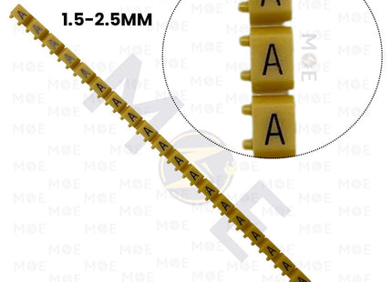 Klemsan Cable Markers Capital Letter KE2 ( 1.5-2.5mm ) Yellow ( A ) | KL 518010