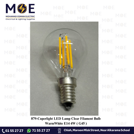 Cuperlight LED Lamp Clear Filament Bulb WarmWhite E14 4W | G45