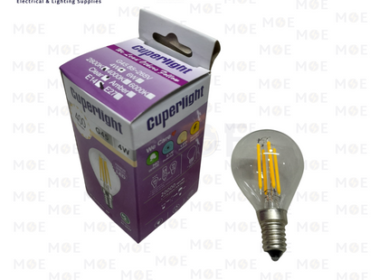 Cuperlight LED Lamp Clear Filament Bulb WarmWhite E14 4W | G45 | لمبة ليد برم سن رفيع فيلامنت بول شفاف ورم وايت