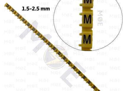 Klemsan Cable Markers Capital Letter KE2 ( 1.5-2.5mm ) Yellow ( M ) | KL 518022 | حلقة ترقيم كابلات اصفر حرف