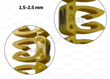 Klemsan Cable Markers Capital Letter KE2 ( 1.5-2.5mm ) Yellow ( M ) | KL 518022 | حلقة ترقيم كابلات اصفر حرف