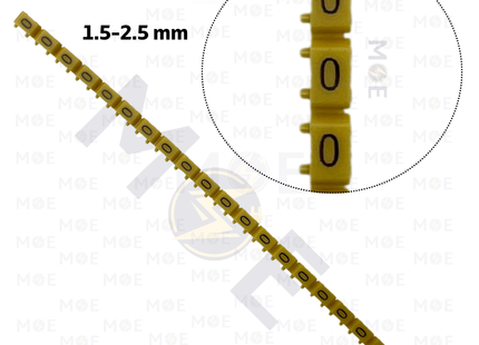 Klemsan Cable Markers Capital Letter KE2 ( 1.5-2.5mm ) Yellow ( O ) | KL 518024 | حلقة ترقيم كابلات اصفر حرف