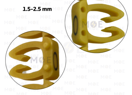 Klemsan Cable Markers Capital Letter KE2 ( 1.5-2.5mm ) Yellow ( O ) | KL 518024 | حلقة ترقيم كابلات اصفر حرف
