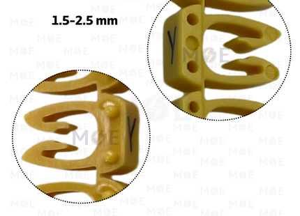 Klemsan Cable Markers Capital Letter KE2 ( 1.5-2.5mm ) Yellow ( Y ) | KL 518034 | حلقة ترقيم كابلات اصفر حرف