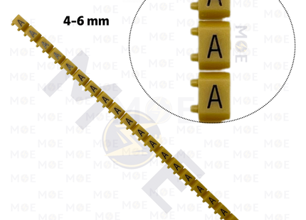 Klemsan Cable Markers Capital Letter KE3 ( 4-6mm ) Yellow ( A ) | KL 519010 | حلقة ترقيم كابلات اصفر حرف