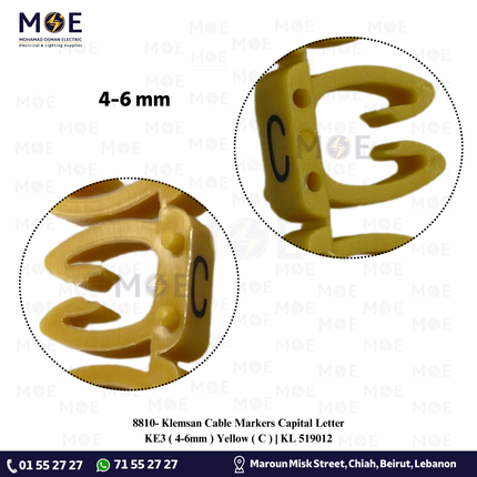 Klemsan Cable Markers Capital Letter KE3 ( 4-6mm ) Yellow ( C ) | KL 519012