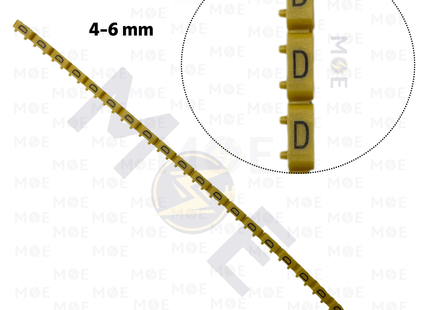 Klemsan Cable Markers Capital Letter KE3 ( 4-6mm ) Yellow ( D ) | KL 519013 | حلقة ترقيم كابلات اصفر حرف