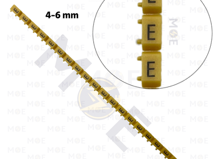 Klemsan Cable Markers Capital Letter KE3 ( 4-6mm ) Yellow ( E ) | KL 519014 | حلقة ترقيم كابلات اصفر حرف