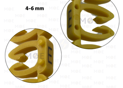 Klemsan Cable Markers Capital Letter KE3 ( 4-6mm ) Yellow ( E ) | KL 519014 | حلقة ترقيم كابلات اصفر حرف