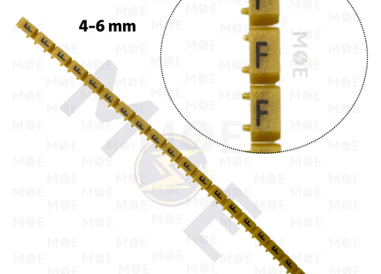 Klemsan Cable Markers Capital Letter KE3 ( 4-6mm ) Yellow ( F ) | KL 519015 | حلقة ترقيم كابلات اصفر حرف