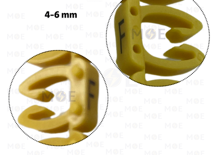 Klemsan Cable Markers Capital Letter KE3 ( 4-6mm ) Yellow ( F ) | KL 519015 | حلقة ترقيم كابلات اصفر حرف