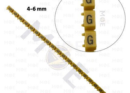 Klemsan Cable Markers Capital Letter KE3 ( 4-6mm ) Yellow ( G ) | KL 519016 | حلقة ترقيم كابلات اصفر حرف