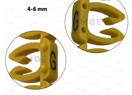 Klemsan Cable Markers Capital Letter KE3 ( 4-6mm ) Yellow ( G ) | KL 519016 | حلقة ترقيم كابلات اصفر حرف