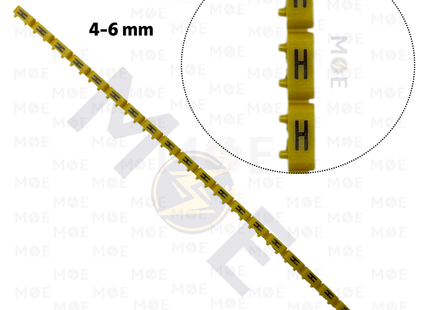 Klemsan Cable Markers Capital Letter KE3 ( 4-6mm ) Yellow ( H ) | KL 519017 | حلقة ترقيم كابلات اصفر حرف