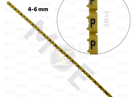 Klemsan Cable Markers Capital Letter KE3 ( 4-6mm ) Yellow ( P ) | KL 519025 | حلقة ترقيم كابلات اصفر حرف