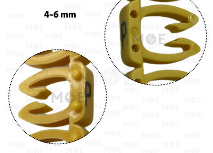 Klemsan Cable Markers Capital Letter KE3 ( 4-6mm ) Yellow ( P ) | KL 519025 | حلقة ترقيم كابلات اصفر حرف