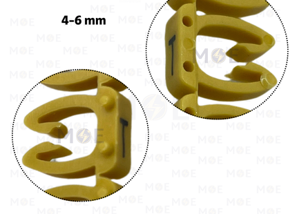 Klemsan Cable Markers Capital Letter KE3 ( 4-6mm ) Yellow ( T ) | KL 519029 | حلقة ترقيم كابلات اصفر حرف