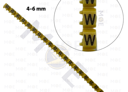 Klemsan Cable Markers Capital Letter KE3 ( 4-6mm ) Yellow ( W ) | KL 519032 | حلقة ترقيم كابلات اصفر حرف