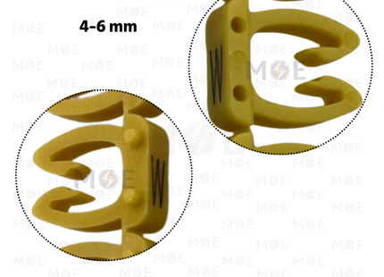 Klemsan Cable Markers Capital Letter KE3 ( 4-6mm ) Yellow ( W ) | KL 519032 | حلقة ترقيم كابلات اصفر حرف