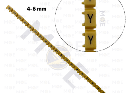 Klemsan Cable Markers Capital Letter KE3 ( 4-6mm ) Yellow ( Y ) | KL 519034 | حلقة ترقيم كابلات اصفر حرف