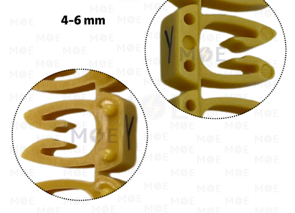 Klemsan Cable Markers Capital Letter KE3 ( 4-6mm ) Yellow ( Y ) | KL 519034 | حلقة ترقيم كابلات اصفر حرف