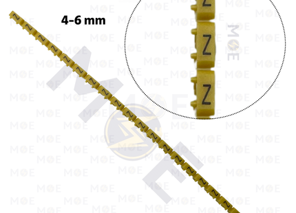 Klemsan Cable Markers Capital Letter KE3 ( 4-6mm ) Yellow ( Z ) | KL 519035 | حلقة ترقيم كابلات اصفر حرف