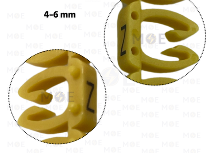 Klemsan Cable Markers Capital Letter KE3 ( 4-6mm ) Yellow ( Z ) | KL 519035 | حلقة ترقيم كابلات اصفر حرف