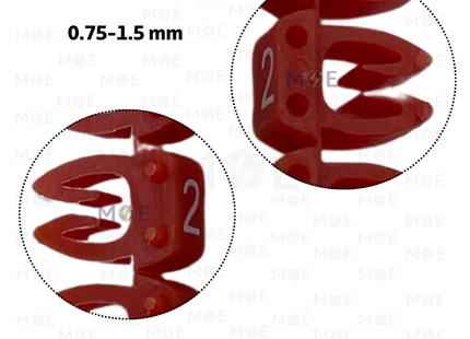 Onka Cable Markers Number KCG0001 ( 0.75-1.5mm ) Red ( 2 ) | R 9852 | حلقة ترقيم كابلات احمر رقم