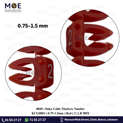 Onka Cable Markers Number KCG0001 ( 0.75-1.5mm ) Red ( 2 ) | R 9852