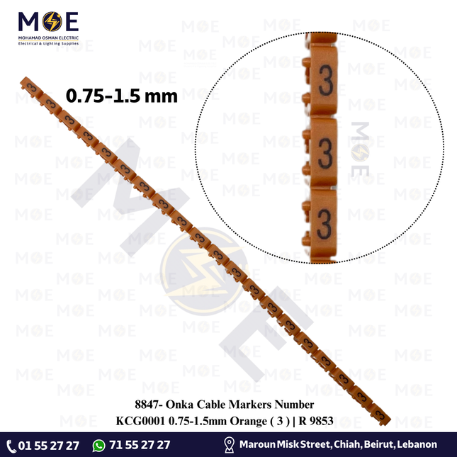 Onka Cable Markers Number KCG0001 0.75-1.5mm Orange ( 3 ) | R 9853