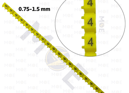 Onka Cable Markers Number KCG0001 0.75-1.5mm Yellow ( 4 ) | R 9854 | حلقة ترقيم كابلات اصفر رقم