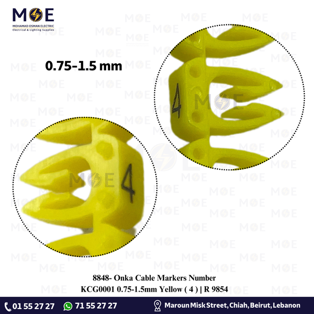 Onka Cable Markers Number KCG0001 0.75-1.5mm Yellow ( 4 ) | R 9854