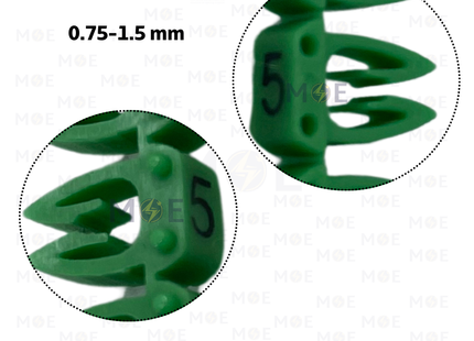 Onka Cable Markers Number KCG0001 ( 0.75-1.5mm ) Green ( 5 ) | R 9855 | حلقة ترقيم كابلات اخضر رقم