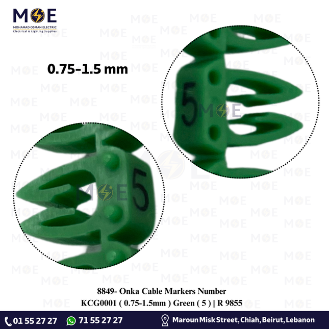 Onka Cable Markers Number KCG0001 ( 0.75-1.5mm ) Green ( 5 ) | R 9855