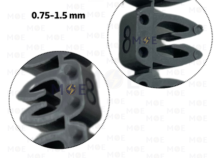 Onka Cable Markers Number KCG0001 ( 0.75-1.5mm ) Gray ( 8 ) | R 9858 | حلقة ترقيم كابلات رمادي رقم
