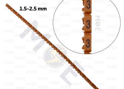 Onka Cable Markers Number KCG0002 ( 1.5-2.5mm ) Orange ( 3 ) | R 9897 | حلقة ترقيم كابلات اورونج رقم