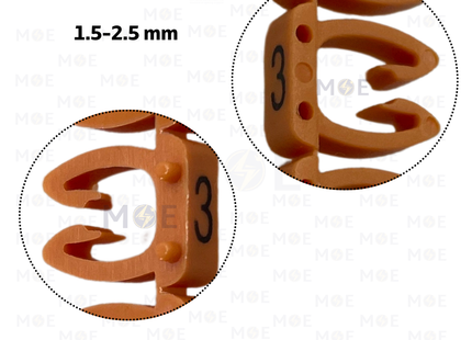 Onka Cable Markers Number KCG0002 ( 1.5-2.5mm ) Orange ( 3 ) | R 9897 | حلقة ترقيم كابلات اورونج رقم