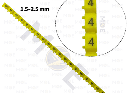 Onka Cable Markers Number KCG0002 ( 1.5-2.5mm ) Yellow ( 4 ) | R 9898 | حلقة ترقيم كابلات اصفر رقم