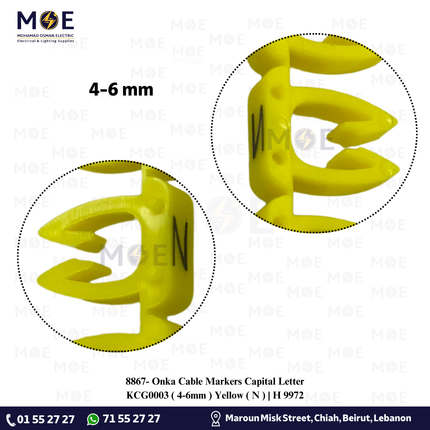 Onka Cable Markers Capital Letter KCG0003 ( 4-6mm ) Yellow ( N ) | H 9972