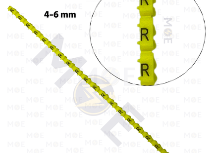 Onka Cable Markers Capital Letter KCG0003 ( 4-6mm ) Yellow ( R ) | H 9976 | حلقة ترقيم كابلات اصفر حرف