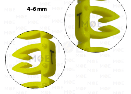 Onka Cable Markers Capital Letter KCG0003 ( 4-6mm ) Yellow ( T ) | H 9979 | حلقة ترقيم كابلات اصفر حرف