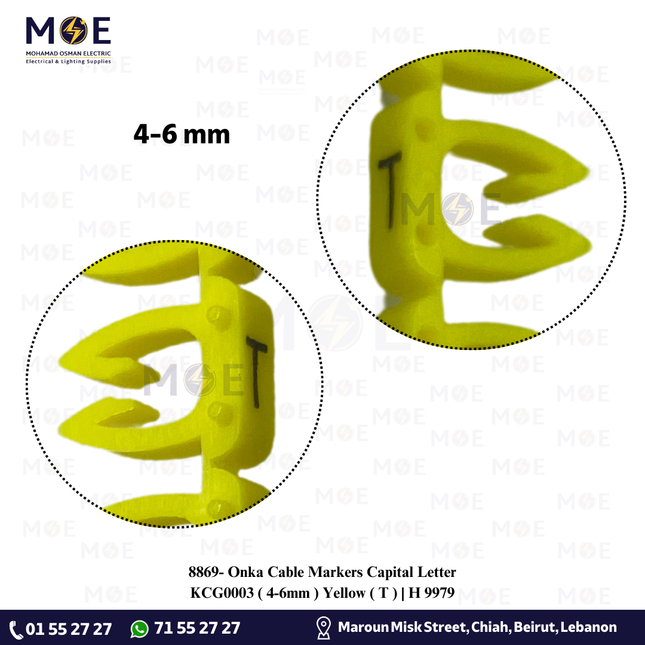 Onka Cable Markers Capital Letter KCG0003 ( 4-6mm ) Yellow ( T ) | H 9979